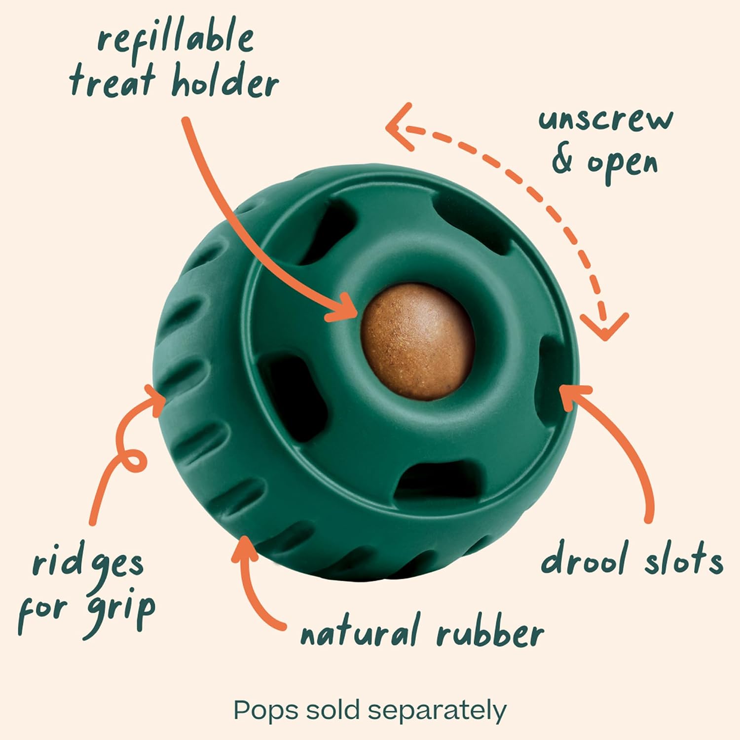 Dailypets Natural Rubber Treat Dispensing Toy for Medium and Large Dogs Interactive Play