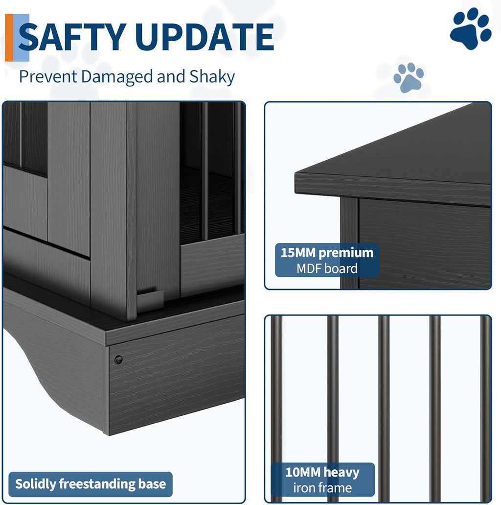 Dailypets 47-Inch Double Dog Crate Furniture with 2 Storage Drawers
