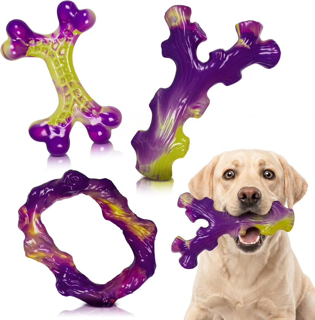 Dailypets Durable Nylon Dog Chew Toy Set for Strong Chewers Bacon Flavor 3 Pack