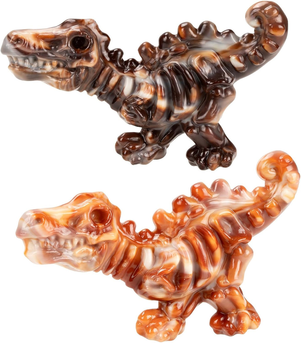 Dailypets Dinosaur Dog Chew Toy Set with Bacon Flavor for Strong Chewers 2 Pack