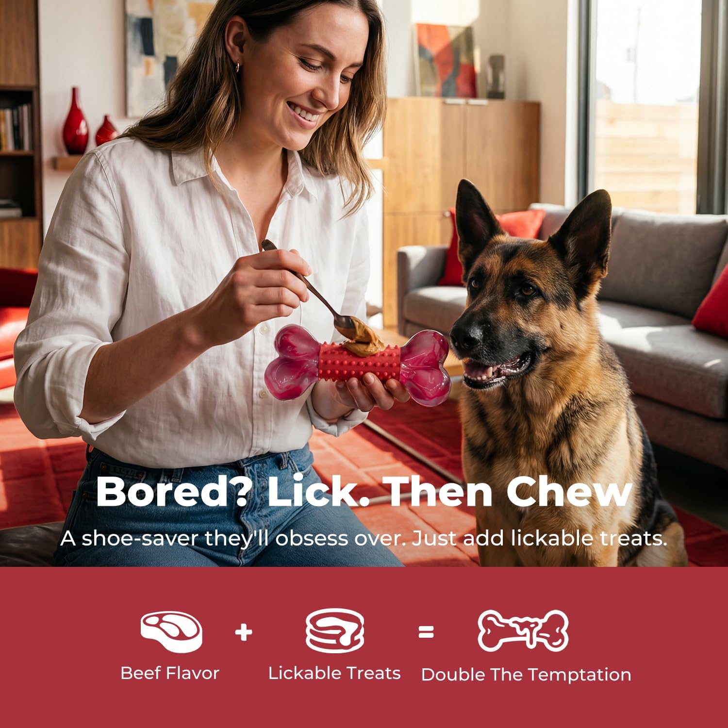 Dailypets Beef Flavored Dog Chew Toy for Medium and Large Dogs with Dual Materials