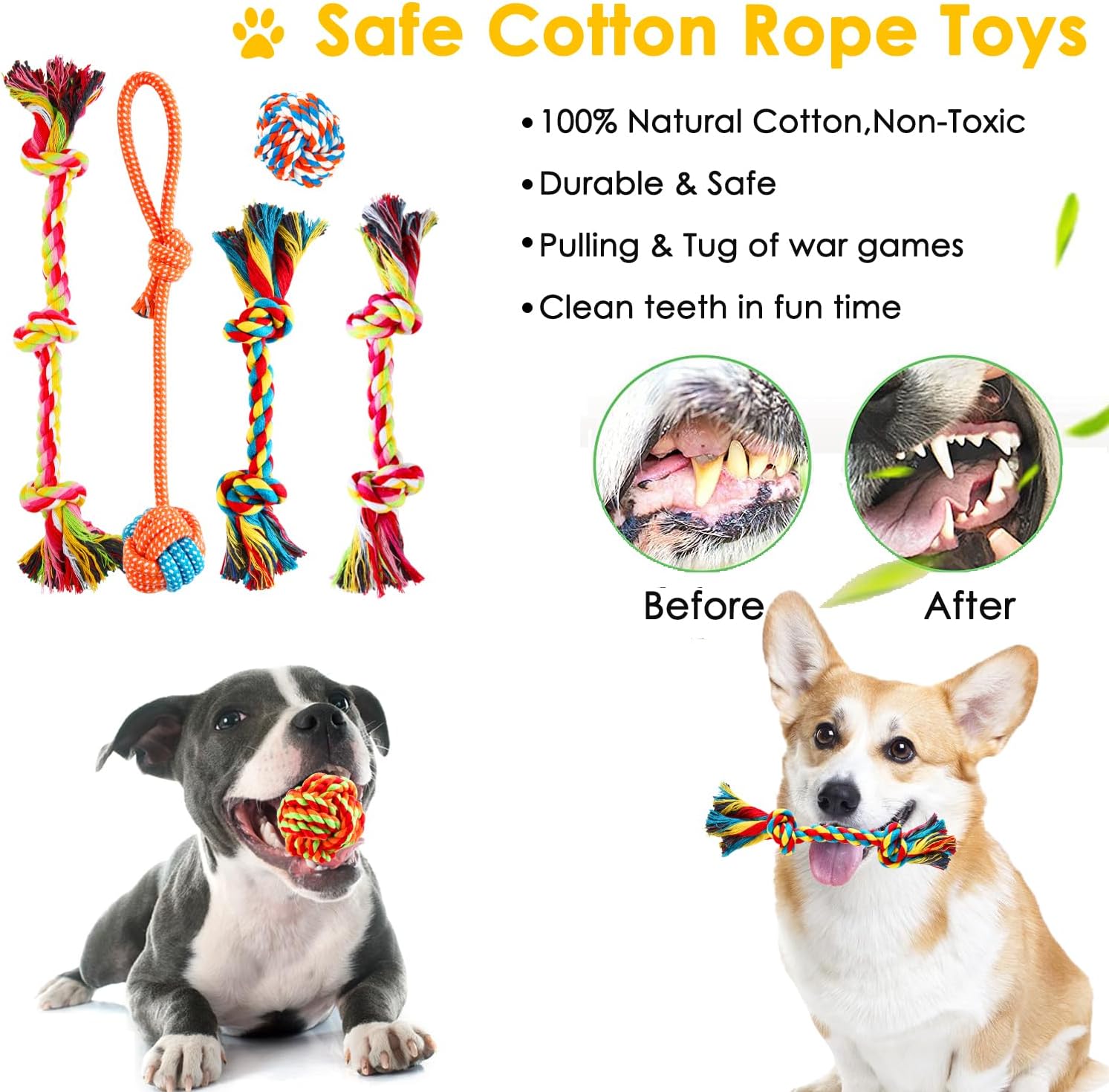 Dailypets Complete Puppy Toy Bundle with Rope Toys Squeaky Plush Toys and Ball Set