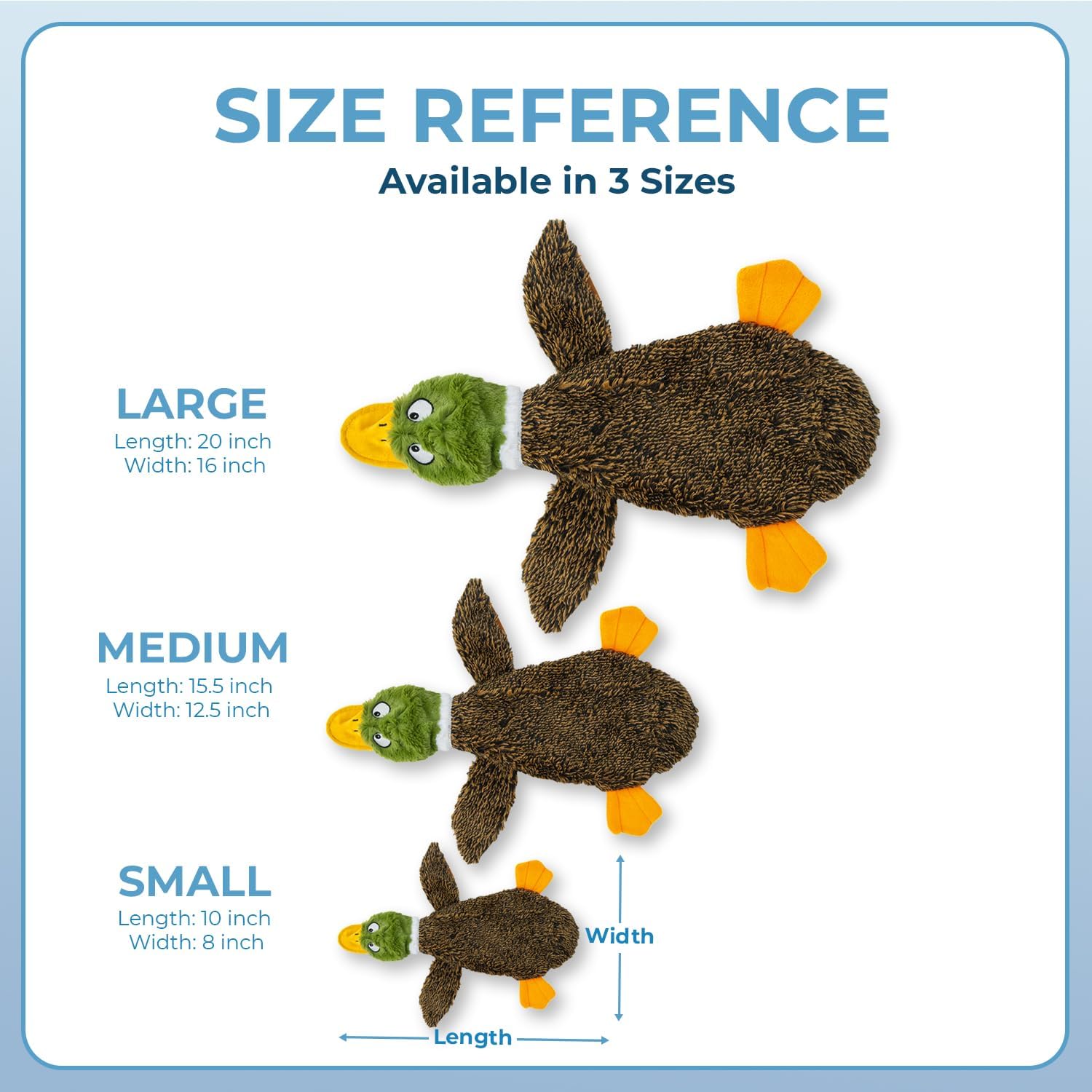 Dailypets Stuffless Wild Duck Plush Dog Toy with Dual Squeakers for Interactive Play