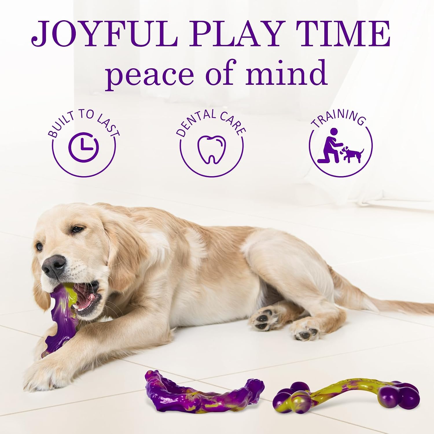 Dailypets Durable Nylon Dog Chew Toy Set for Strong Chewers Bacon Flavor 3 Pack