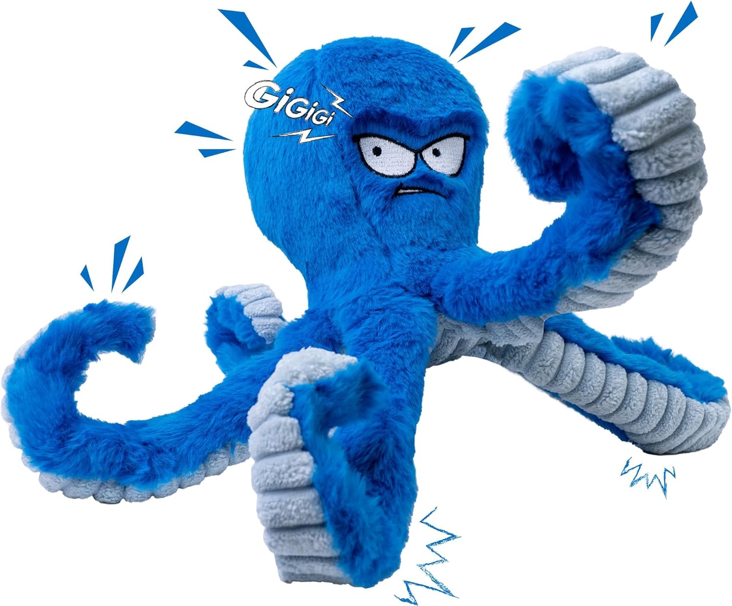 Dailypets Interactive Octopus Dog Plush Toy with Squeaky Crinkle Tug Design