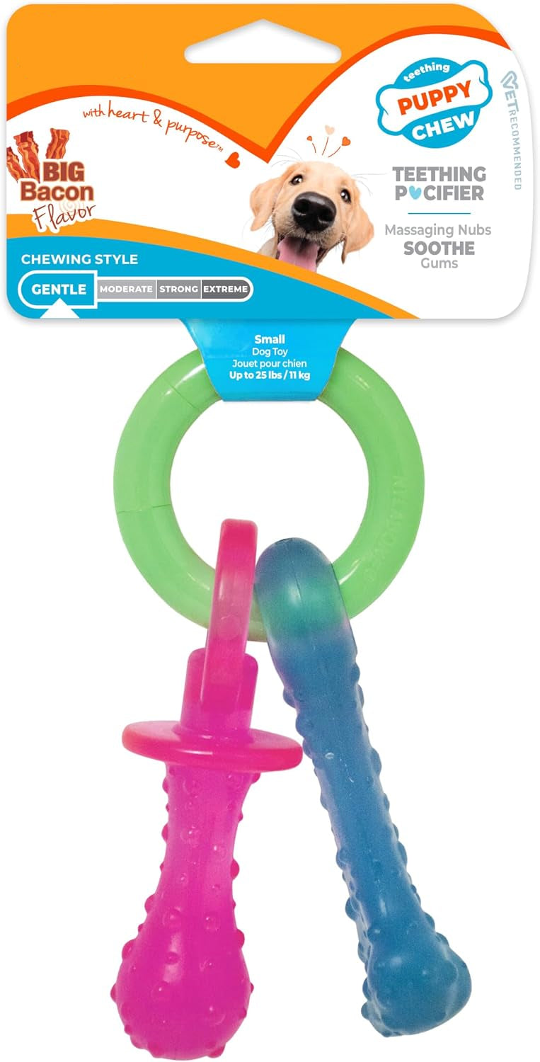 Dailypets Puppy Teething Chew Toy with Gum Massaging Texture and Bacon Flavor