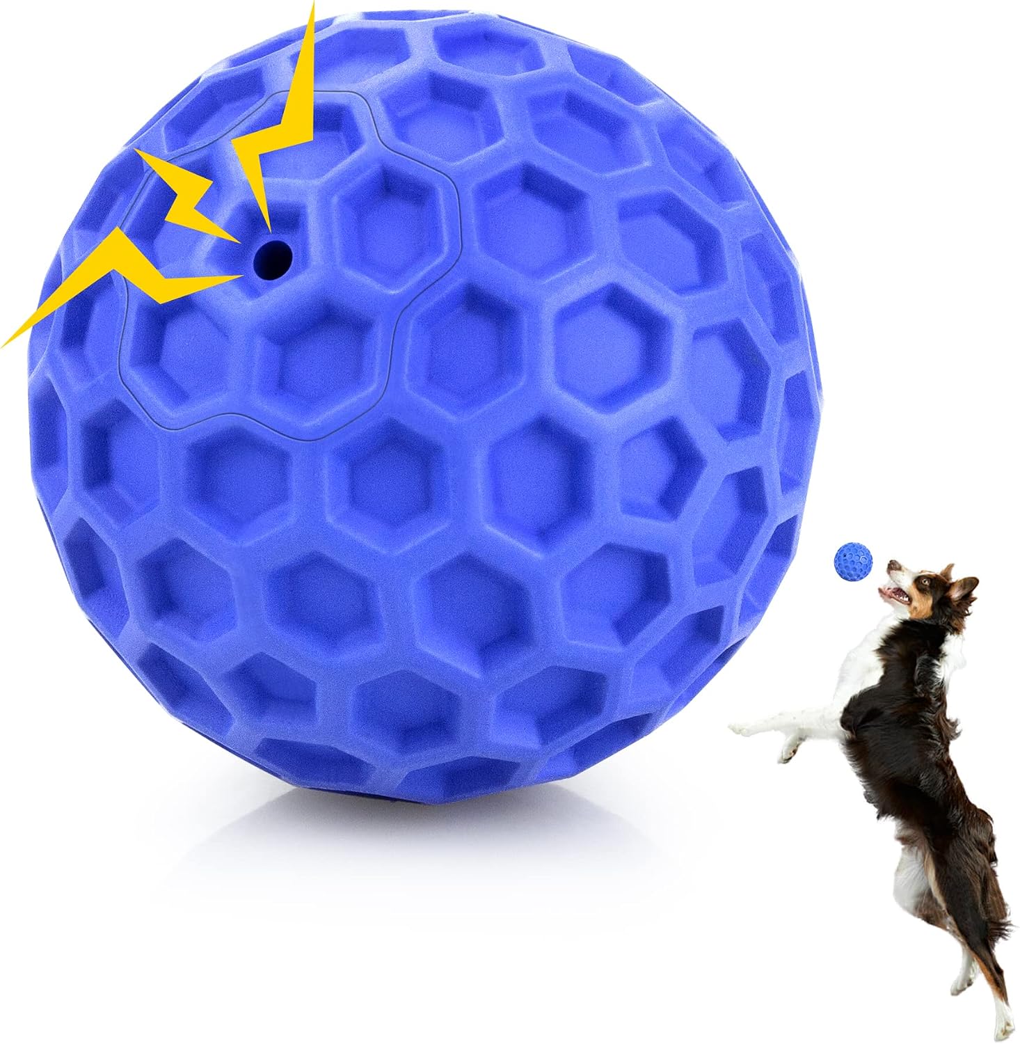 Dailypets Squeaky Dog Chew Ball with Treat Dispensing Texture for Large Breed Dogs