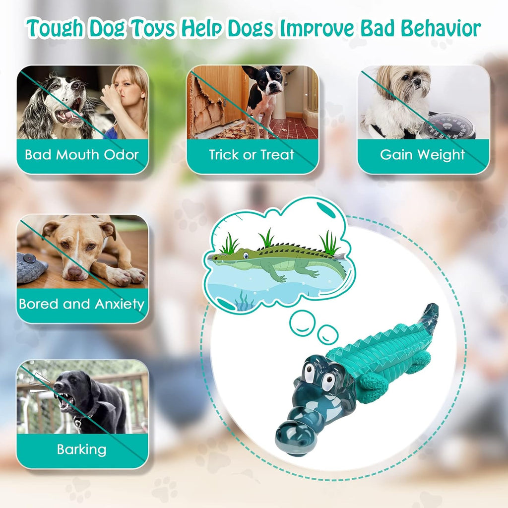 Dailypets Tough Alligator Dog Chew Toy for Strong Chewers with Durable Nylon Rubber