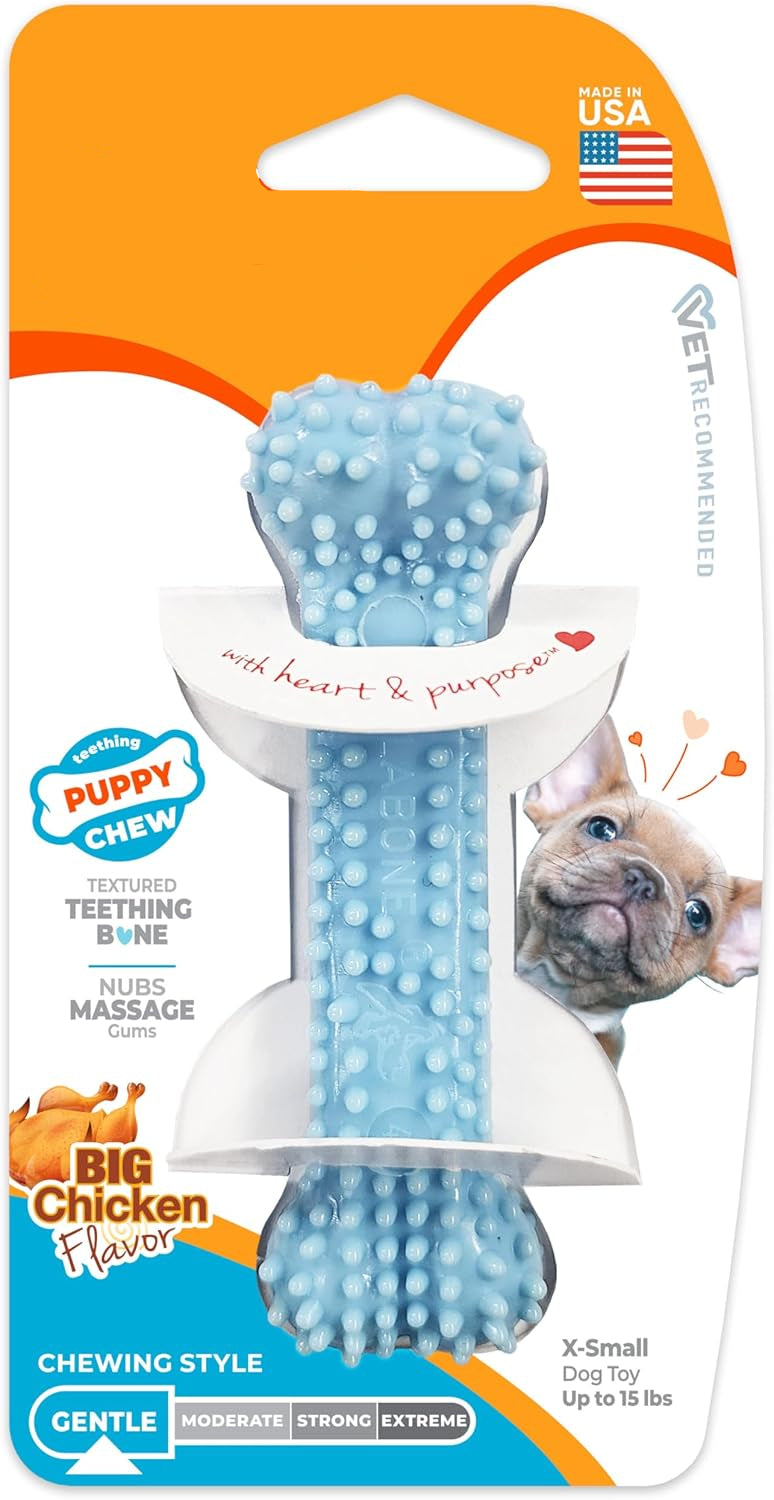 Dailypets Puppy Teething Chew Toy with Gum Massaging Texture and Bacon Flavor