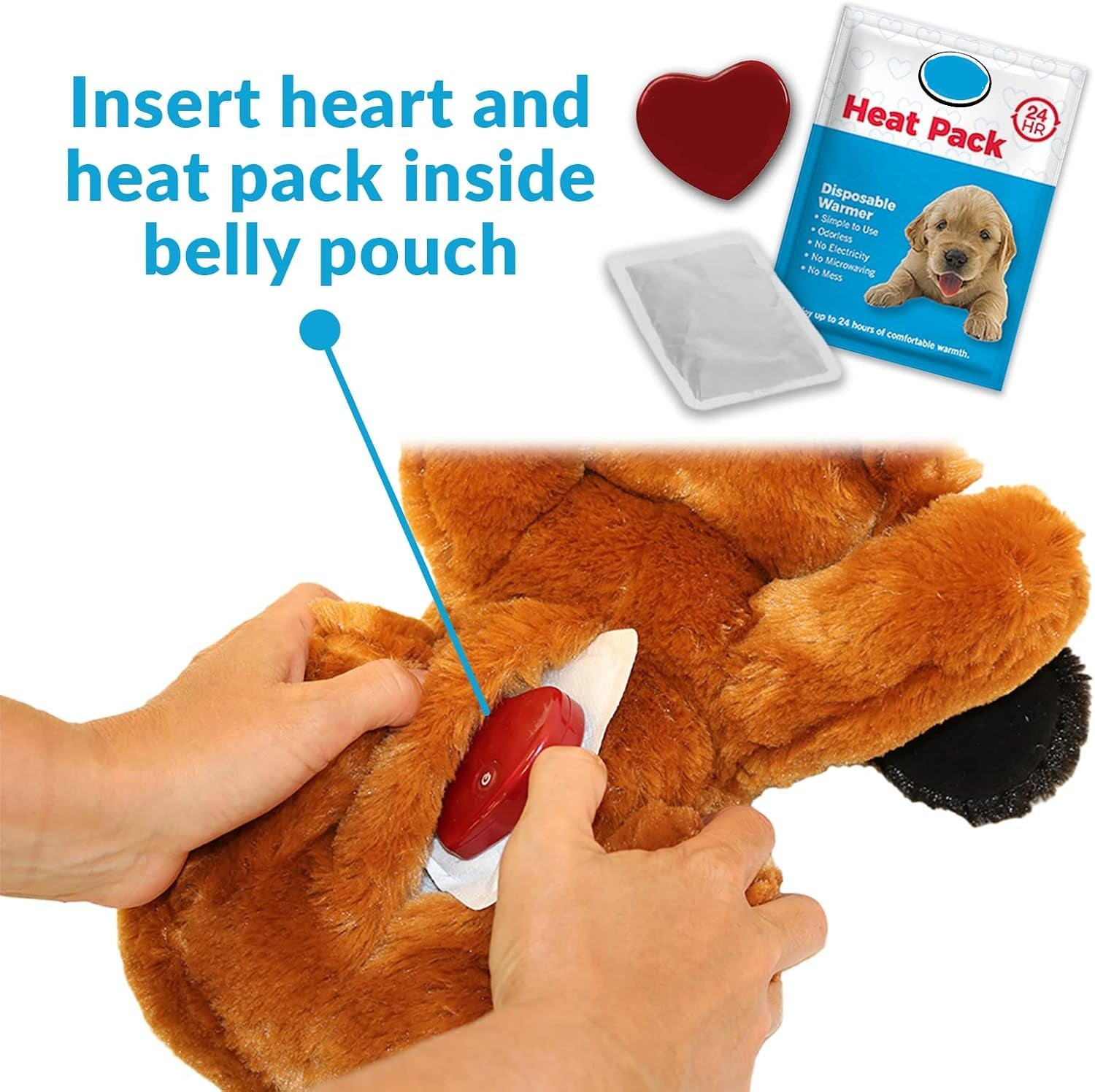 Dailypets Puppy Comfort Plush Toy with Heartbeat and Heat Pack for Rest and Sleep