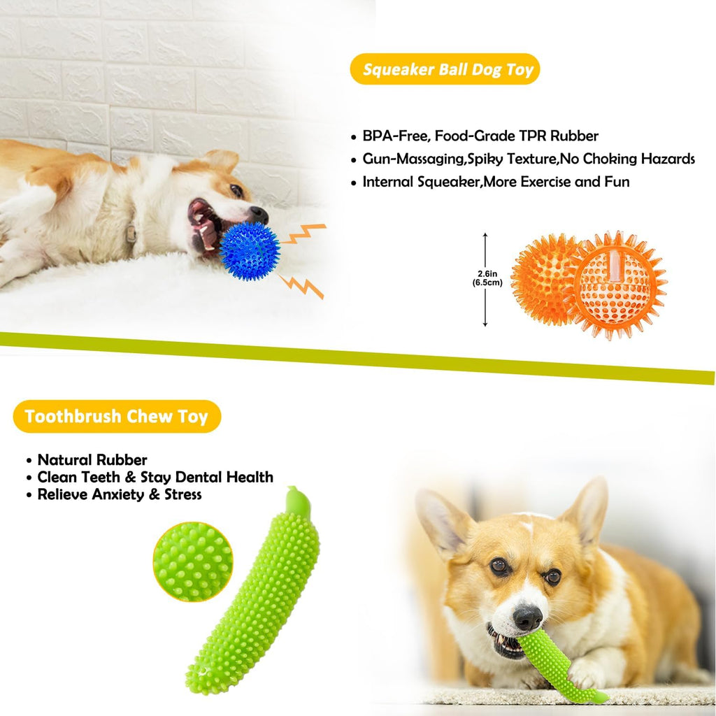 Dailypets Complete Puppy Toy Bundle with Rope Toys Squeaky Plush Toys and Ball Set