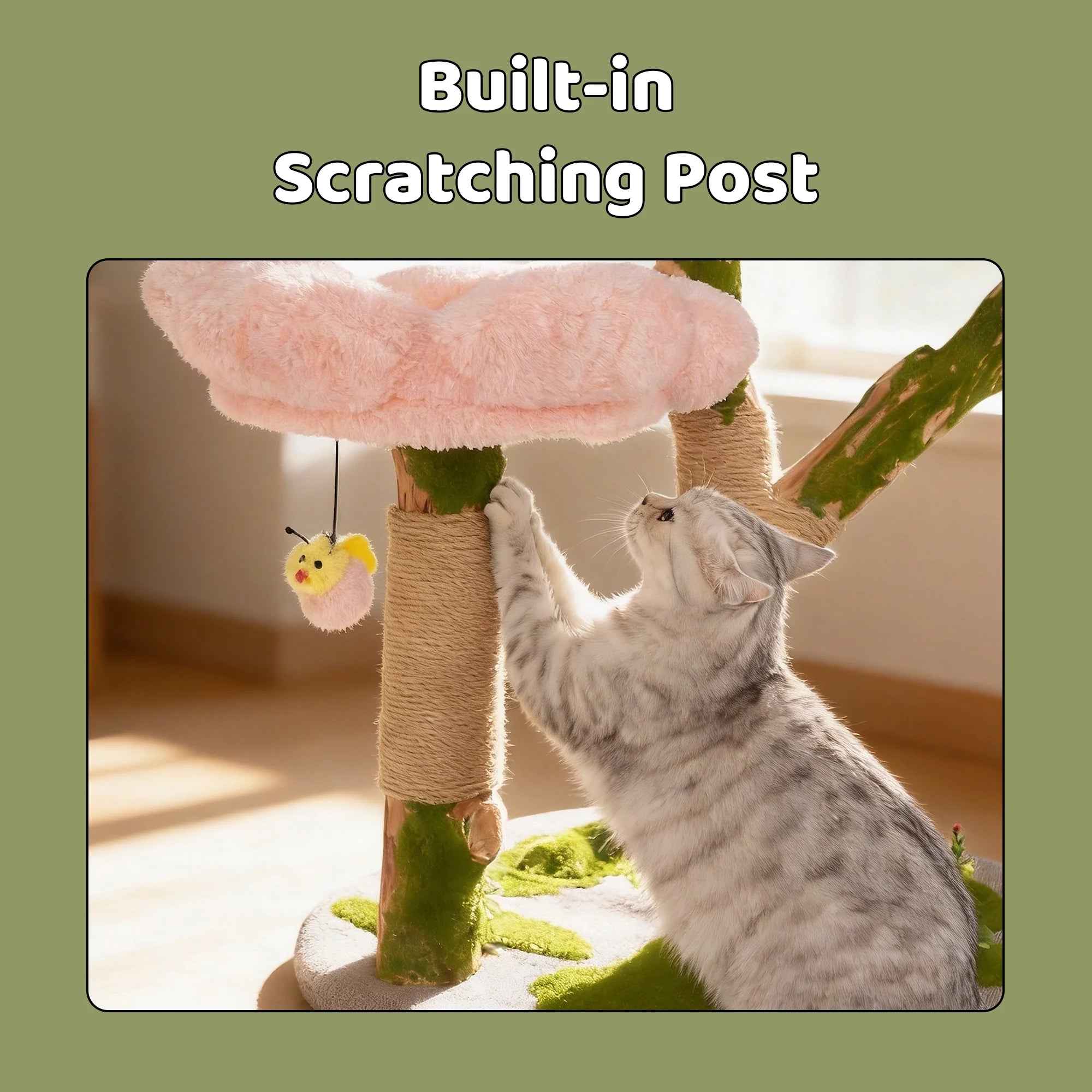 Dailypets Blossom Cat Tree with Solid Wood Posts and Sisal Scratcher