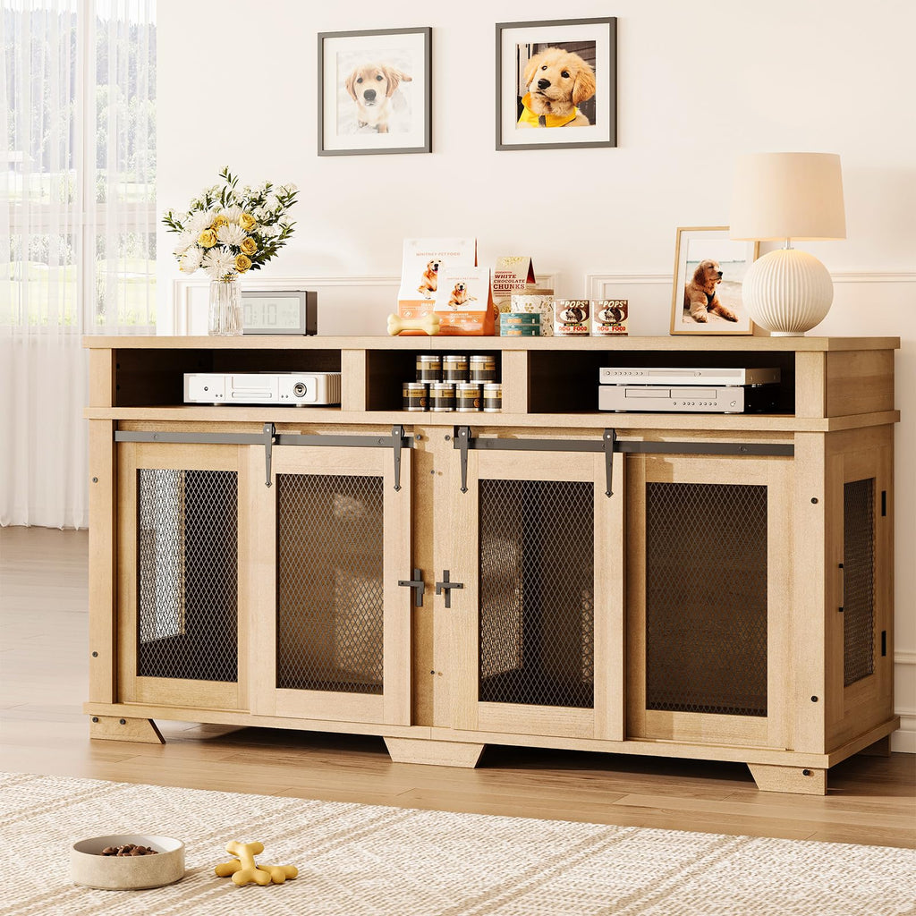 Dailypets 71-Inch Extra Large Double Dog Crate TV Stand with Hidden Storage