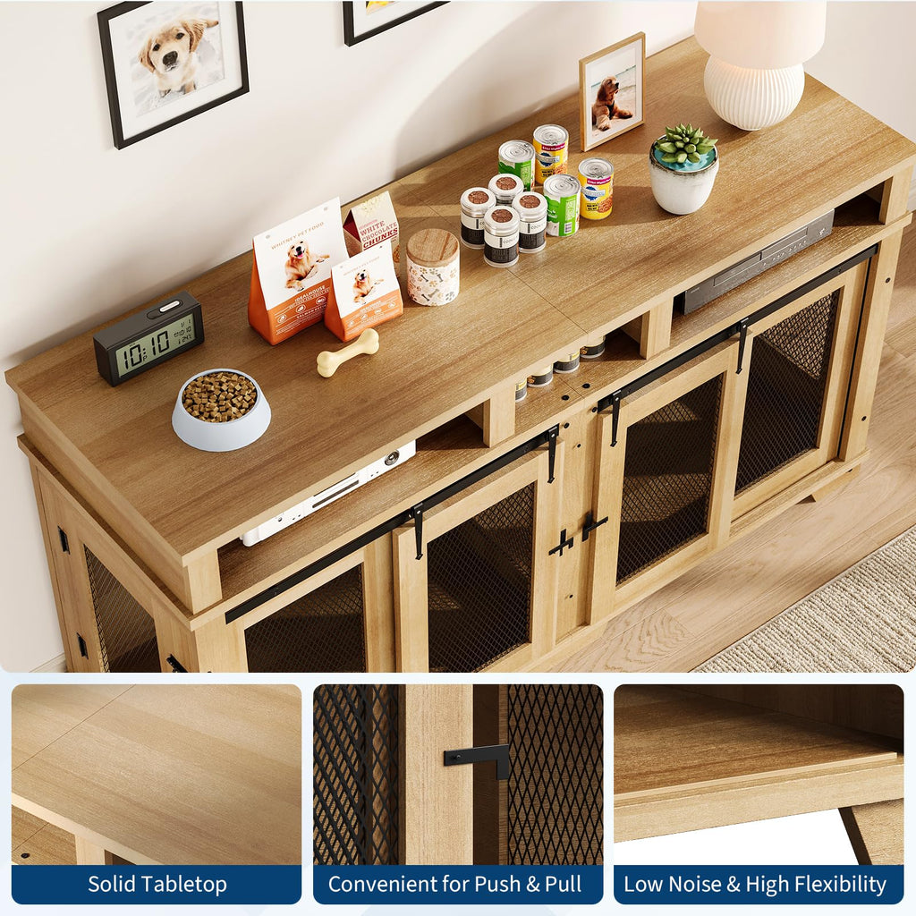 Dailypets 71-Inch Extra Large Double Dog Crate TV Stand with Hidden Storage