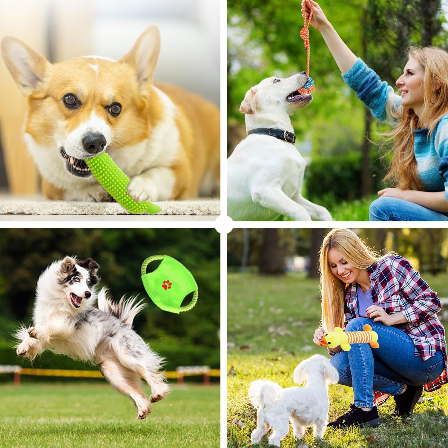 Dailypets Complete Puppy Toy Bundle with Rope Toys Squeaky Plush Toys and Ball Set