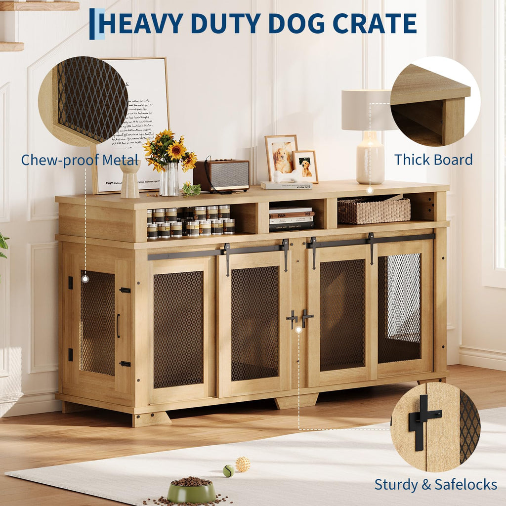 Dailypets 71-Inch Extra Large Double Dog Crate TV Stand with Hidden Storage