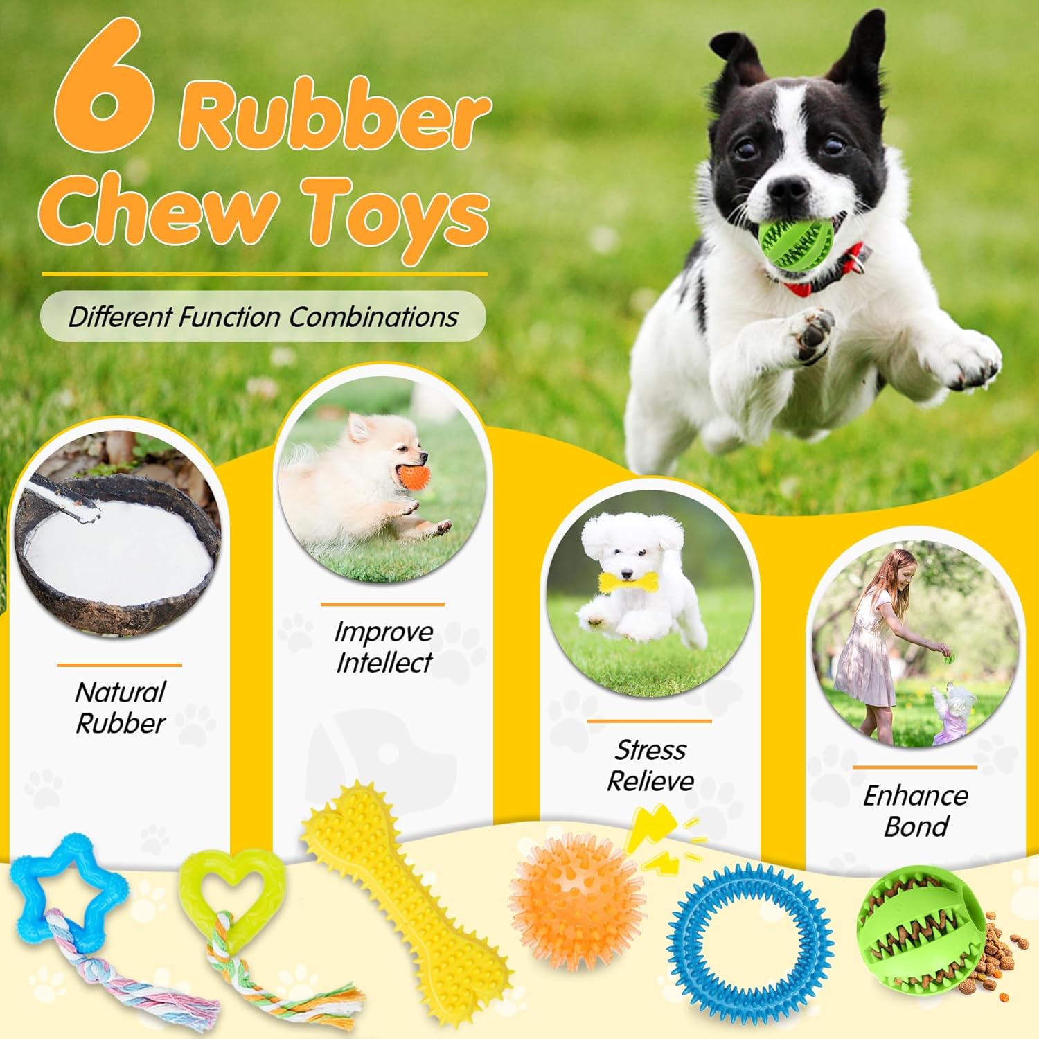 Dailypets 25 Piece Puppy Toy Set with Rope Toys Plush Toys Treat Ball and Rubber Chews