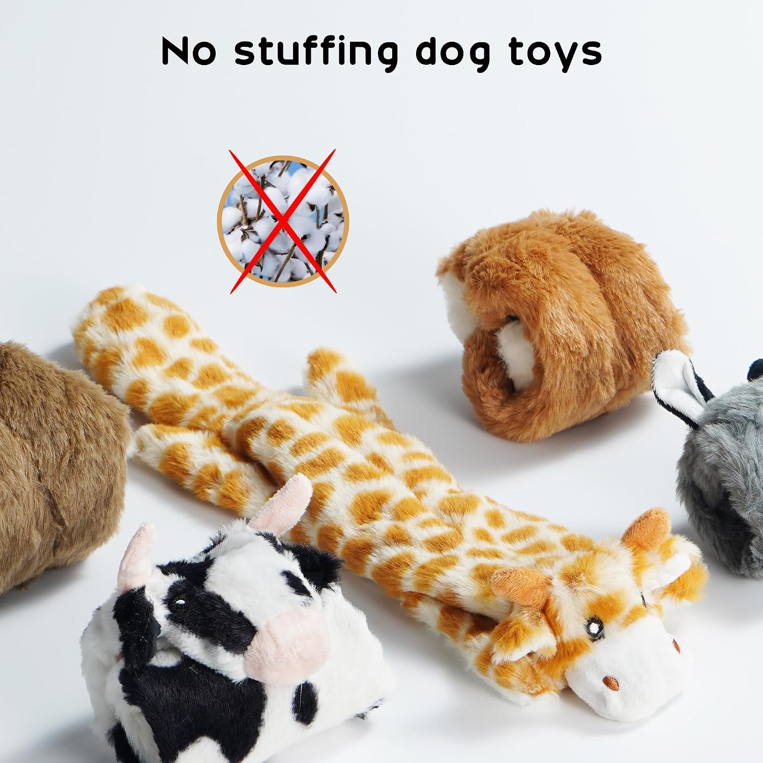 Dailypets 5 Pack Plush Dog Toys with Crinkle Fabric and Dual Squeakers for All Dogs
