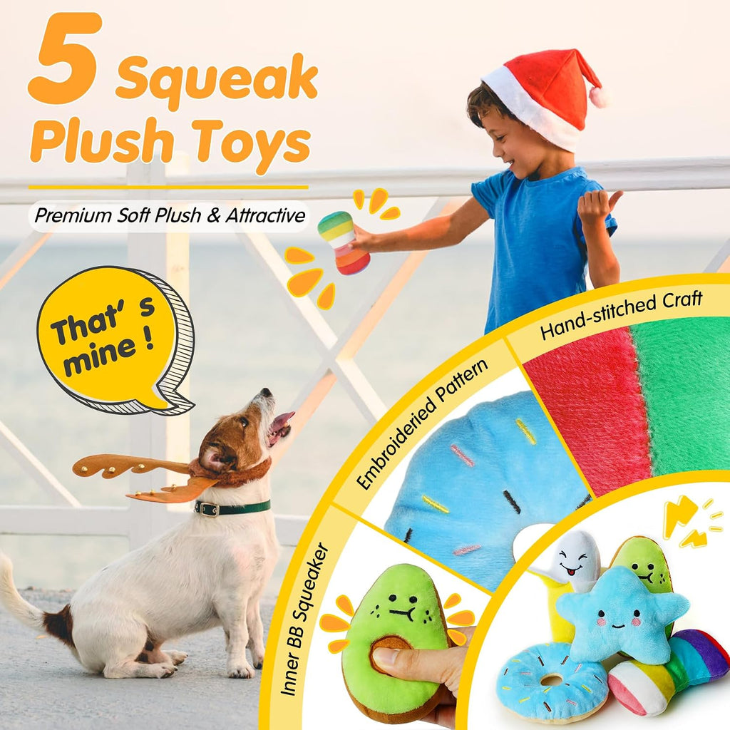 Dailypets 25 Piece Puppy Toy Set with Rope Toys Plush Toys Treat Ball and Rubber Chews