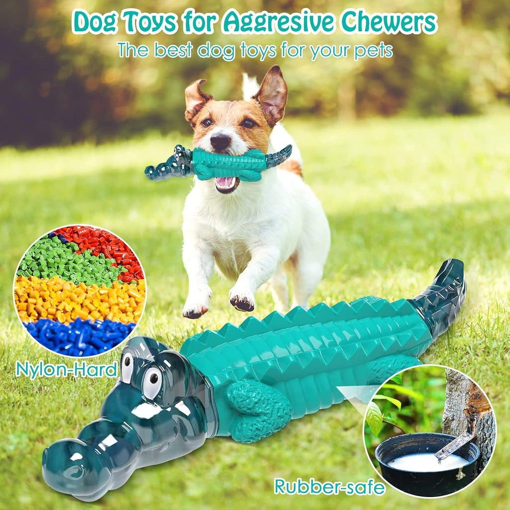 Dailypets Tough Alligator Dog Chew Toy for Strong Chewers with Durable Nylon Rubber