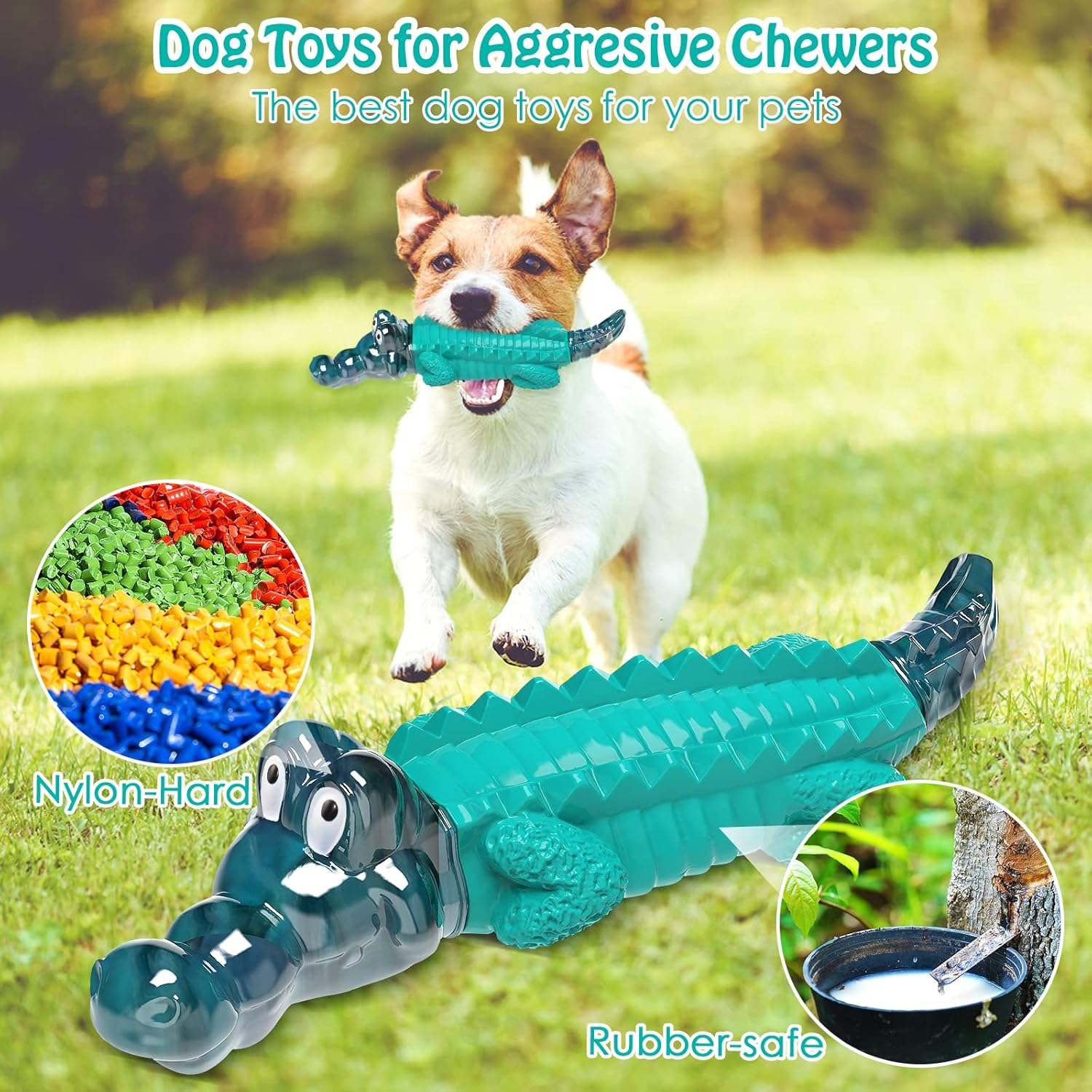 Dailypets Tough Alligator Dog Chew Toy for Strong Chewers with Durable Nylon Rubber