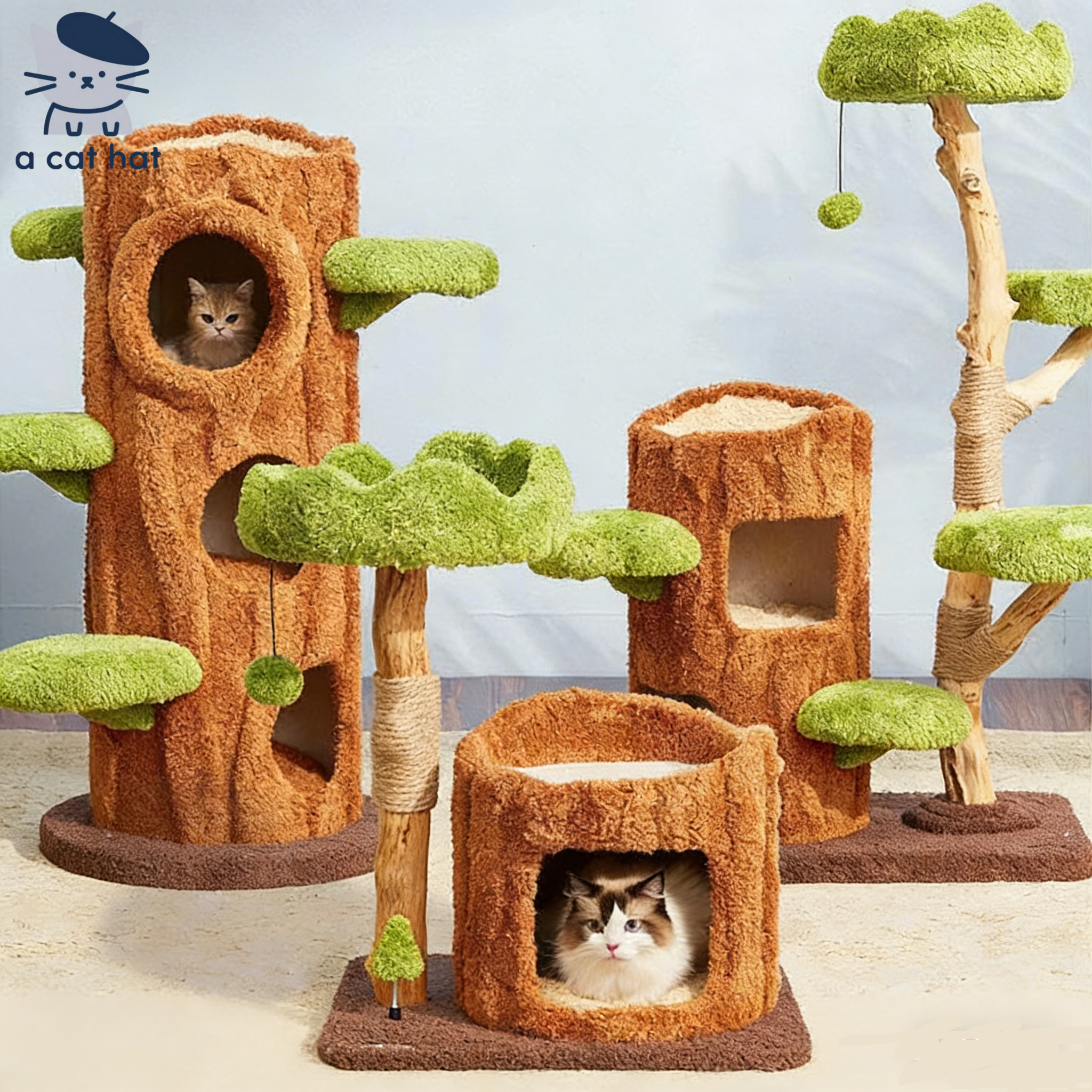 Dailypets Multi-Level Cat Tree with Enclosed Tree Houses for Large and Multiple Cats