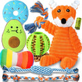 Dailypets Puppy Toy Bundle with Squeaky Plush Rope Toys and Treat Ball 9 Pieces