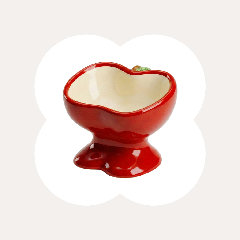 Dailypets Raised Ceramic Cat Food Bowl Apple Style Feeding Dish