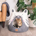 Dailypets Kitty Face Wool Cat Cave Bed