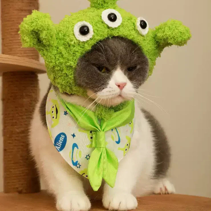 Dailypets Cute Alien Cat Accessory Set for Photo Sessions and Costume Parties