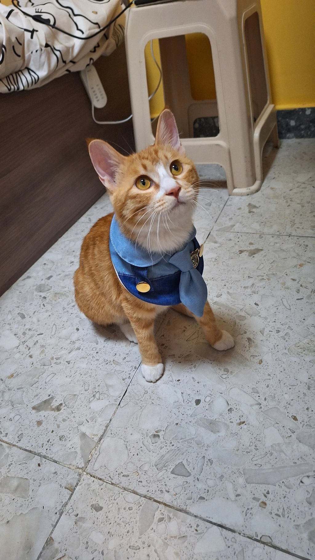 Dailypets Police Officer Cat Costume Set with Uniform Top and Matching Hat