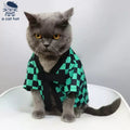 Dailypets Elegant Cat Kimono with Iconic Checkered Pattern for Everyday Dress-Up