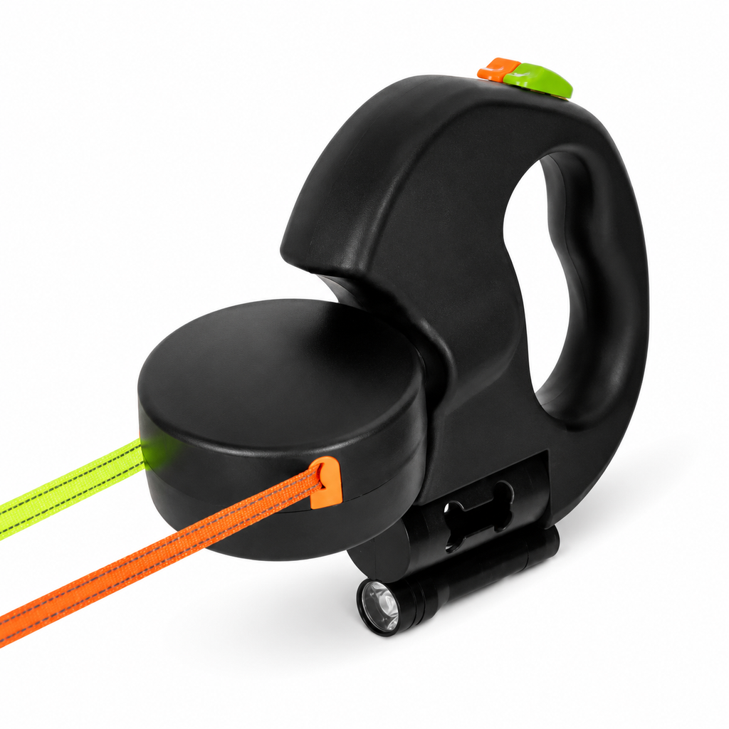 Dailypets Dual Retractable Dog Leash with LED Light & 360° Tangle-Free Rotation