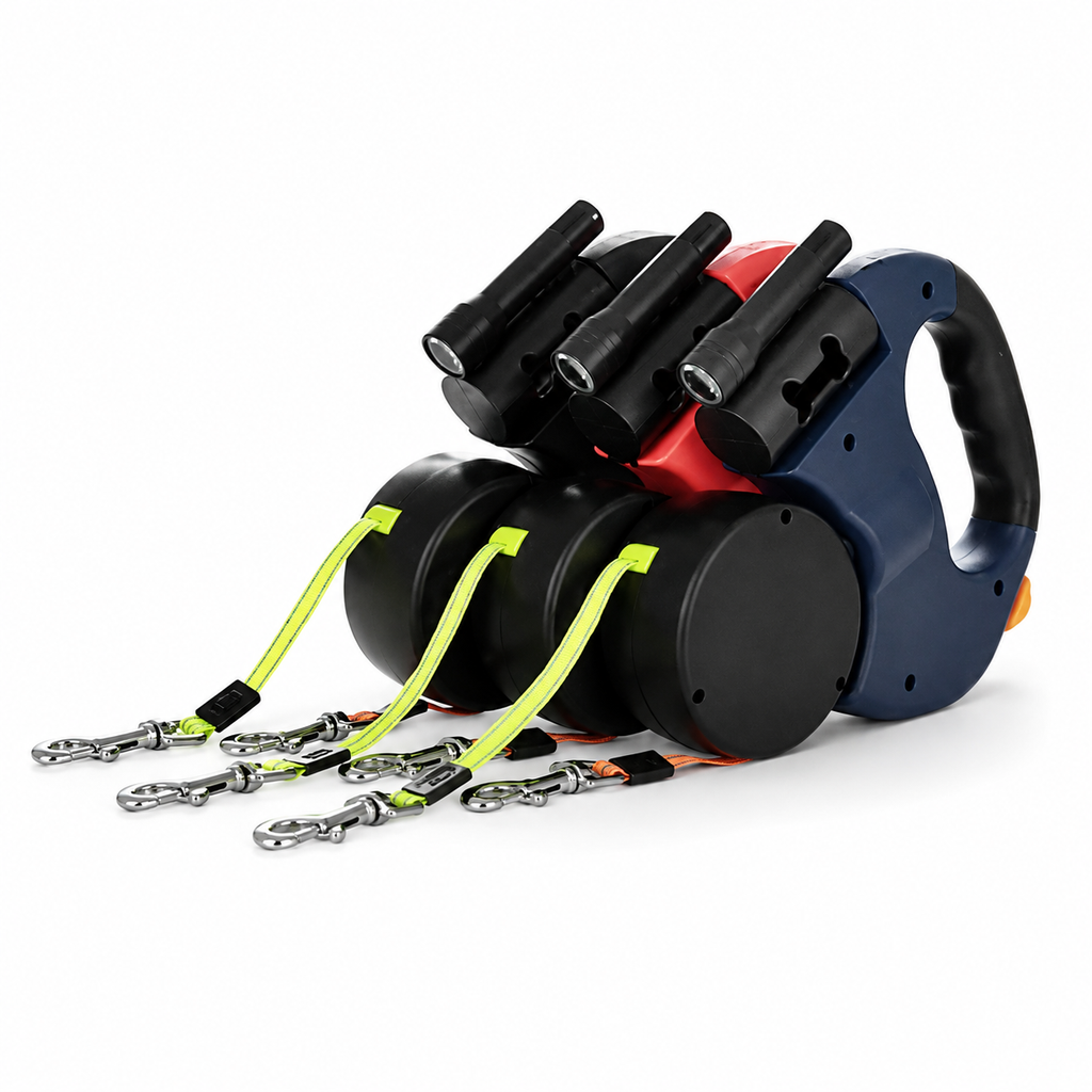 Dailypets Dual Retractable Dog Leash with LED Light & 360° Tangle-Free Rotation