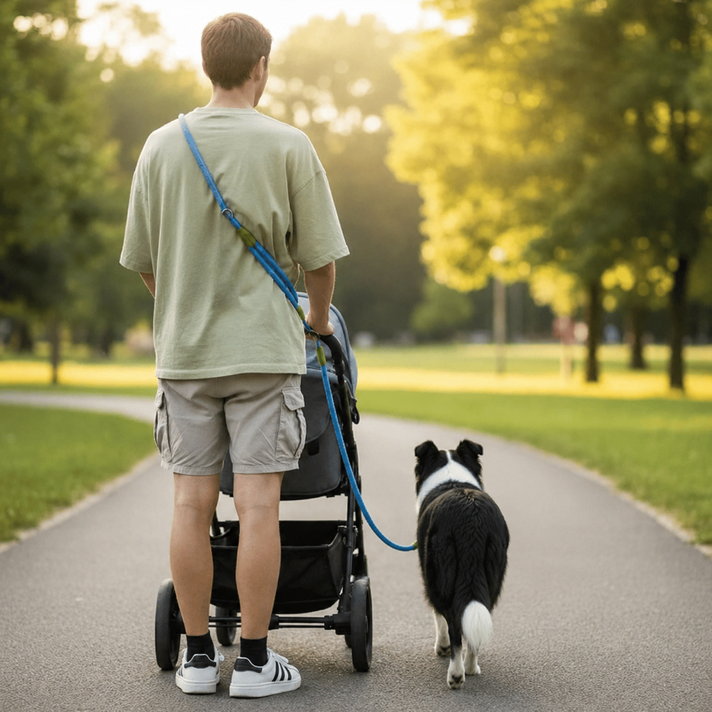 Dailypets Reflective Hands-Free Dog Leash with Bite-Resistant Chain for Running & Walking