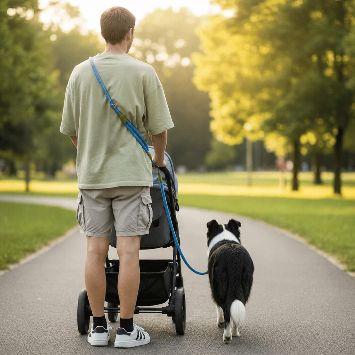 Dailypets Reflective Hands-Free Dog Leash with Bite-Resistant Chain for Running & Walking