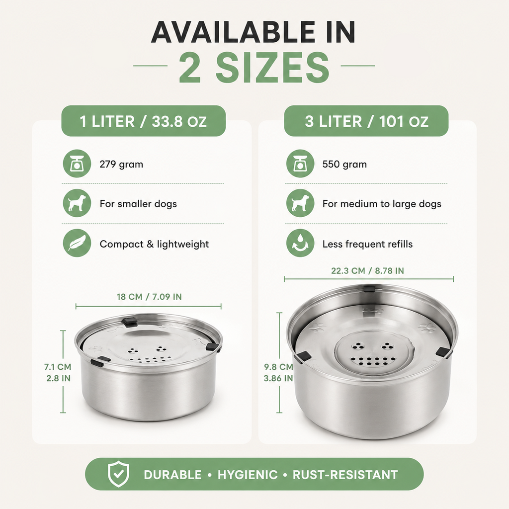 Dailypets Stainless Steel Slow Feed Pet Water Bowl with Splash Resistant Floating Disc