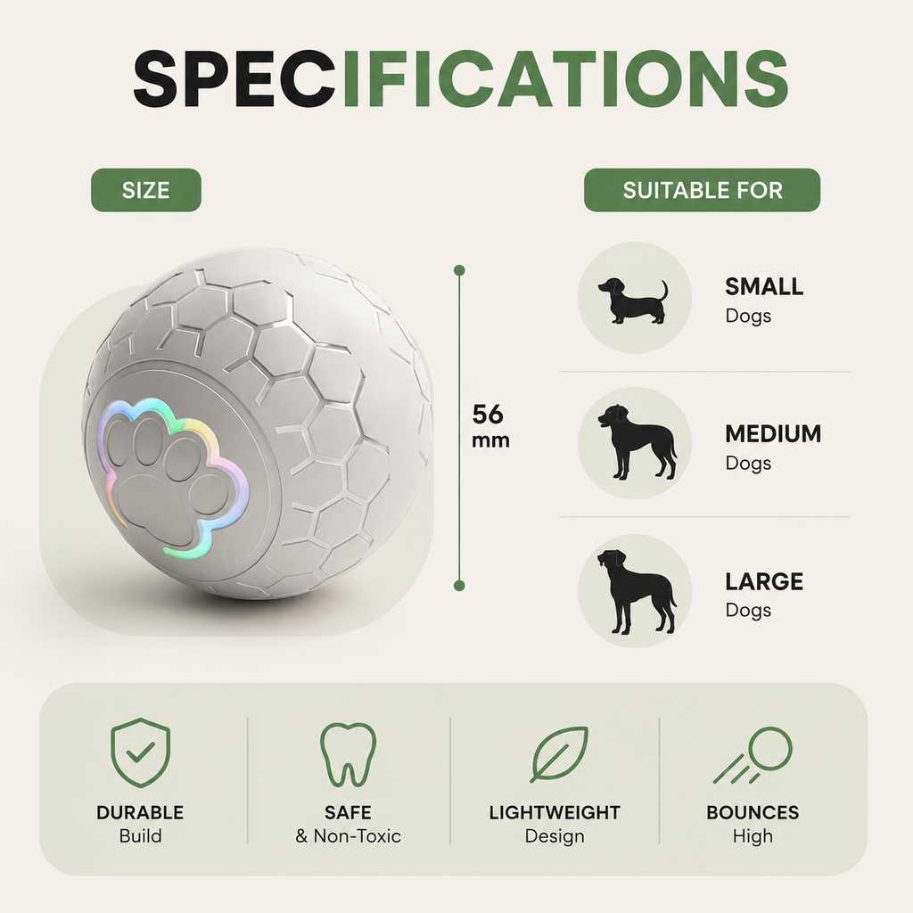 Dailypets Smart Interactive Pet Ball with LED Lights and Automatic Rolling Motion