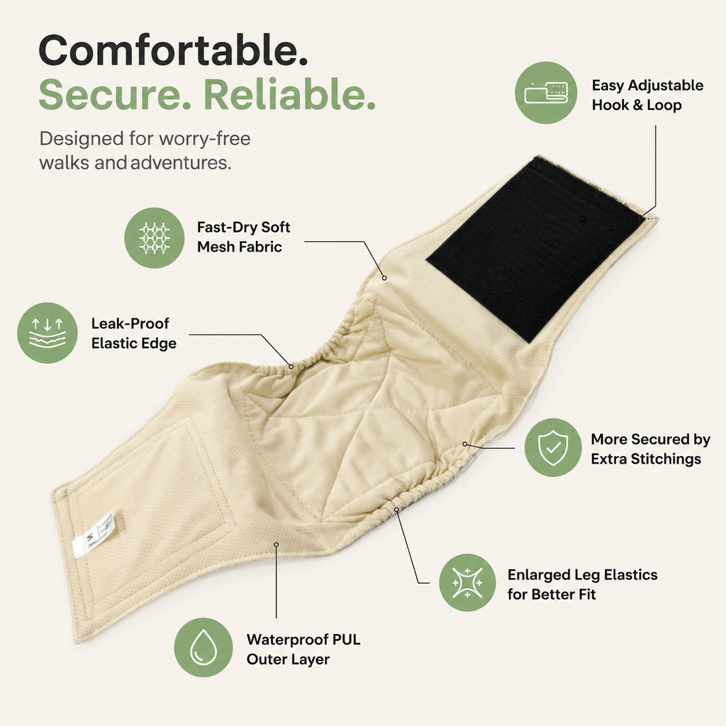Dailypets Washable Male Dog Belly Wrap with Soft Comfortable Adjustable Fit Daily