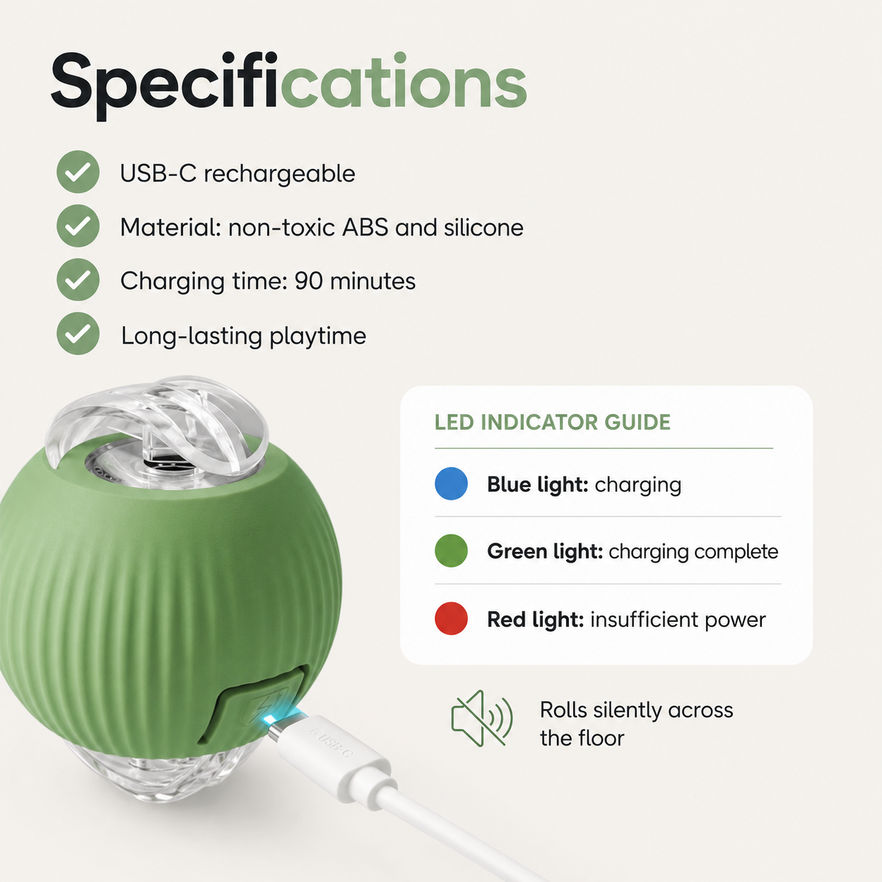 Dailypets Automatic Interactive Pet Ball with Smart Motion and USB Rechargeable Design