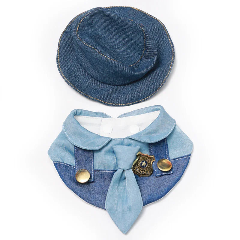 Dailypets Police Officer Cat Costume Set with Uniform Top and Matching Hat