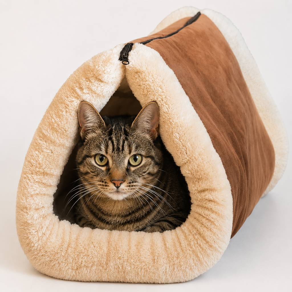 Dailypets 2-in-1 Pet Bed, Plush Cat Mat with Cozy Tunnel Design