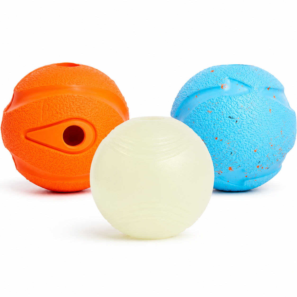 Dailypets 3 Piece Dog Fetch Ball Set with High Bounce Floating and Textured Rubber Balls