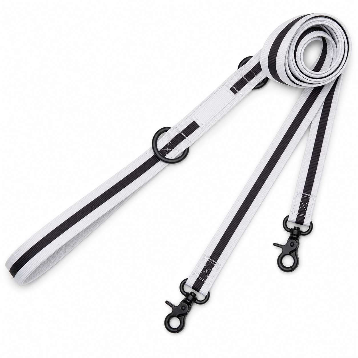 Dailypets Dual Dog Leash Silver Varsity Two-Clip Walking Lead