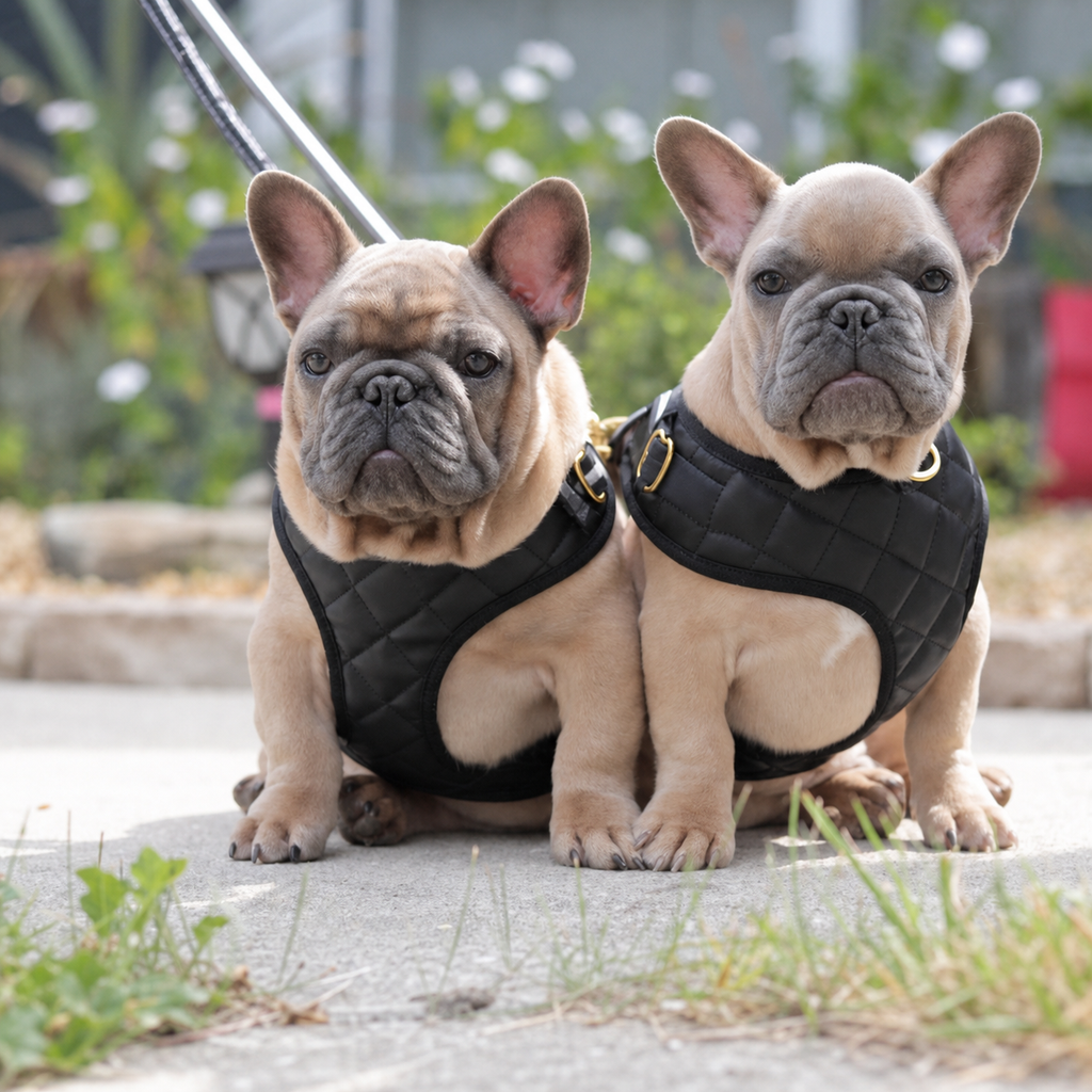 Dailypets Neck Adjustable Dog Harness Black Quilted Dog Vest