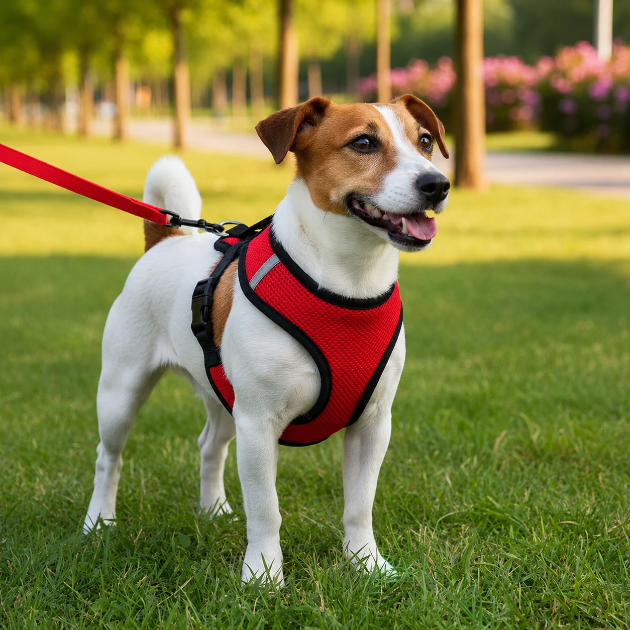 Dailypets Adjustable Mesh Dog & Cat Harness with Reflective Design and Matching Leash Set
