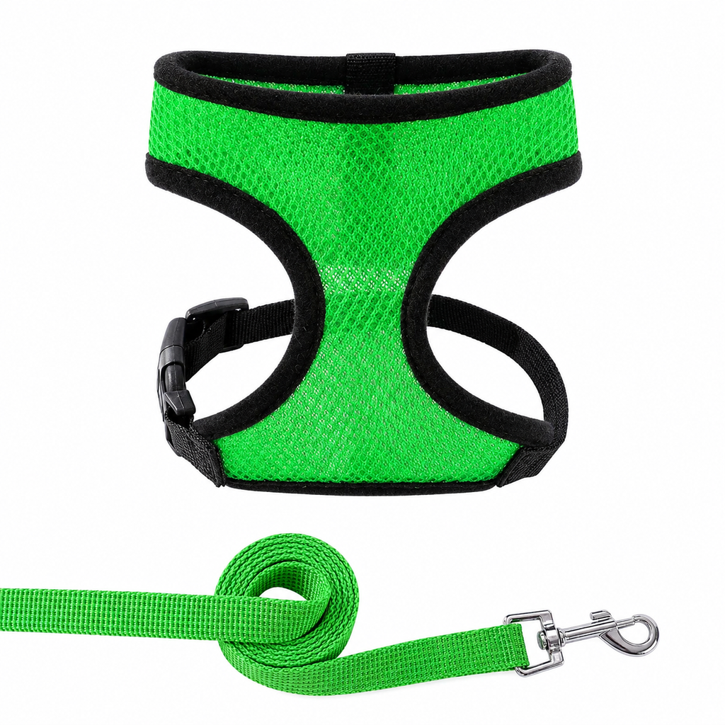 Dailypets Adjustable Mesh Dog & Cat Harness with Reflective Design and Matching Leash Set