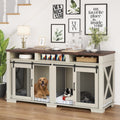 Dailypets Double Dog Crate Furniture with 3 Storage Shelves and Removable Divider