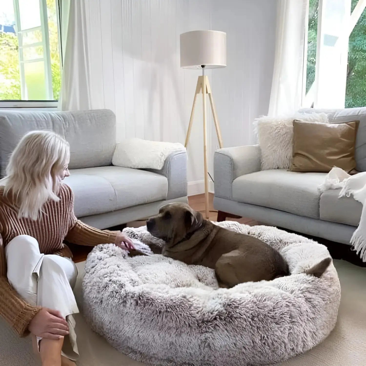 Dailypets Cozy Dog Donut Bed, Fluffy Resting Bed for Small to Large Breeds
