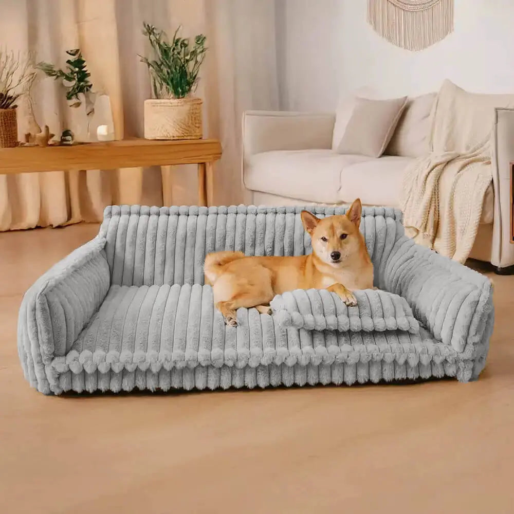 Dailypets Plush Dog Couch Bed, Washable Sofa Lounger for Cozy Indoor Rest
